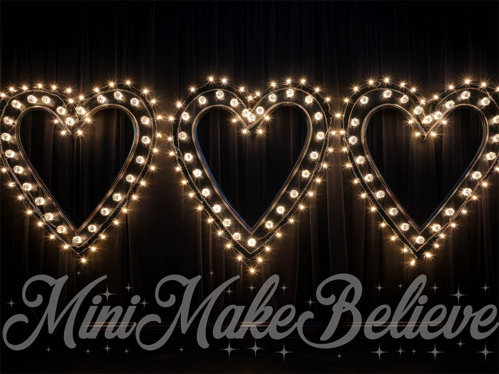 Kate Saint-Valentin Ampoule Coeur Noir Toile de fond conçue par Mini MakeBelieve - Kate Backdrop FR