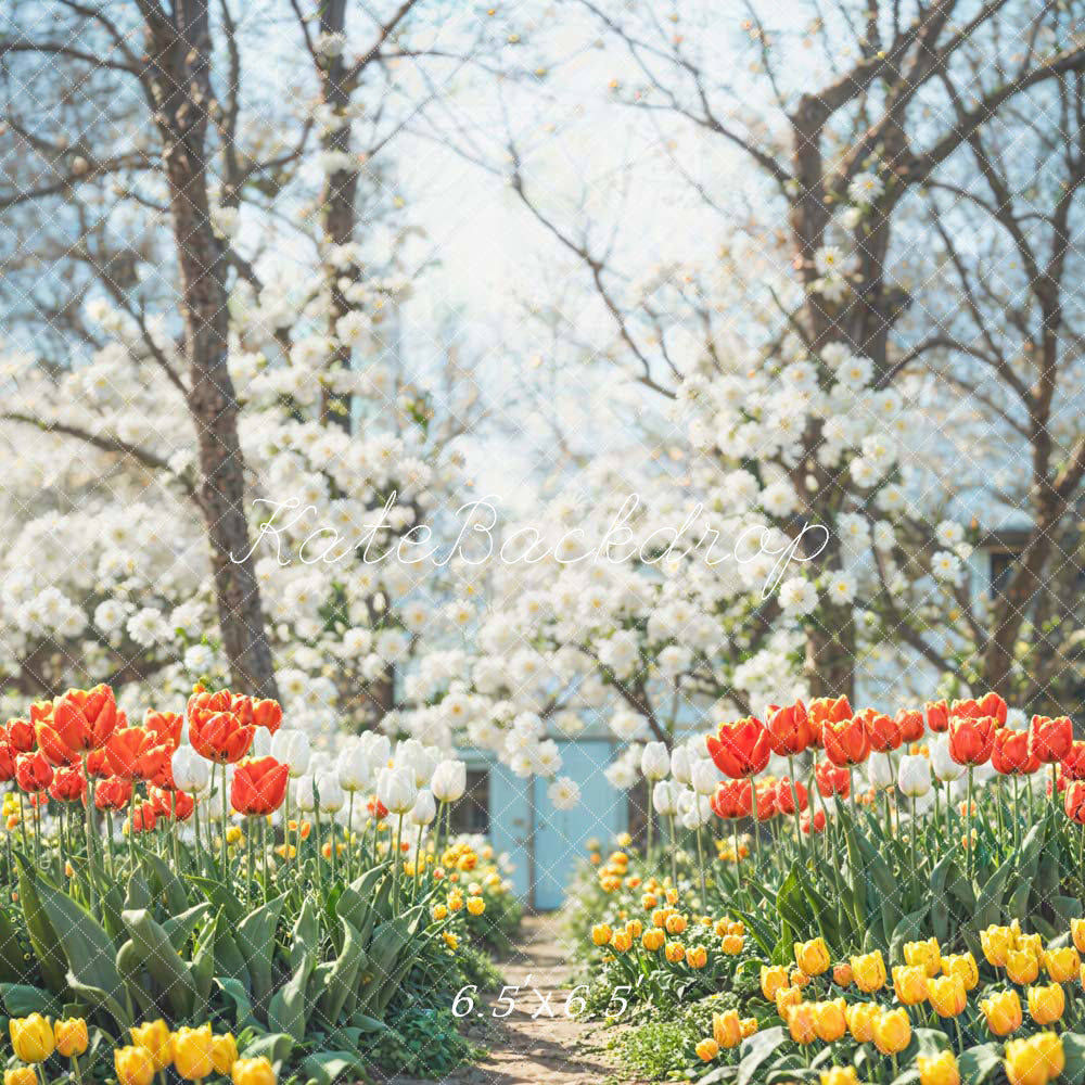 Kate Printemps Fleurs Arbre Chemin Extérieur Toile de fond conçue par Chain Photographie - Kate Backdrop FR