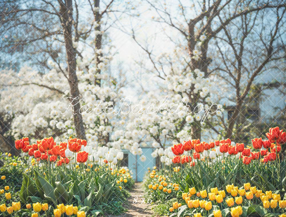 Kate Printemps Fleurs Arbre Chemin Extérieur Toile de fond conçue par Chain Photographie - Kate Backdrop FR