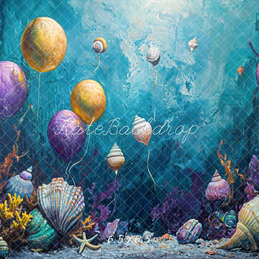 Kate Coquille Ballon Monde Sous-marin Bleu Toile de fond conçue par Chain Photographie - Kate Backdrop FR
