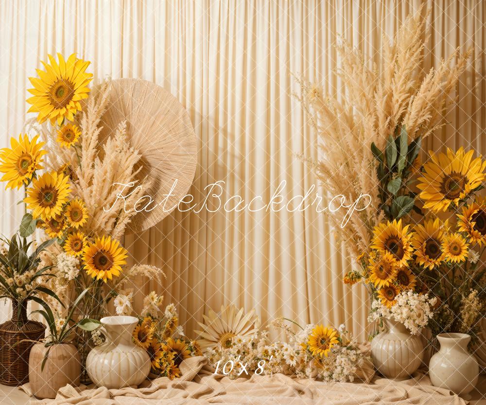 Kate Bohème Été Tournesols Beige Toile de fond conçue par Emetselch - Kate Backdrop FR