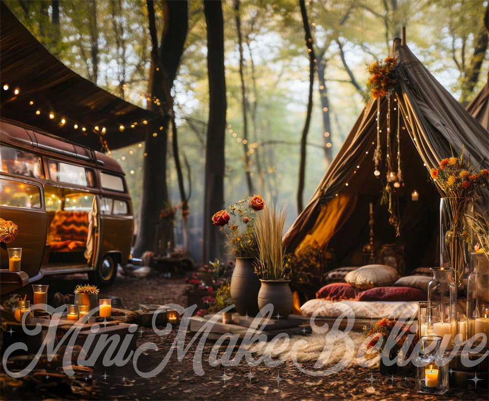 Kate Bohème Campeur Camping-car Arbres Toile de fond conçue par Mini MakeBelieve - Kate Backdrop FR