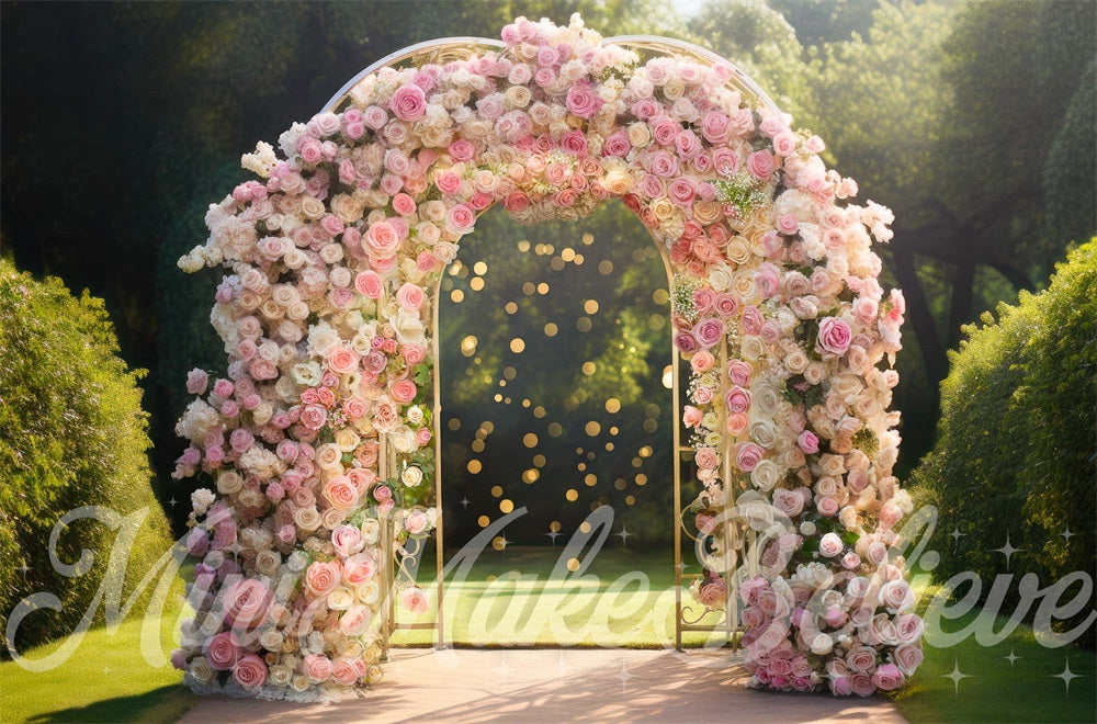Kate Printemps Arche de Roses Mariage Extérieur Toile de fond conçue par Mini MakeBelieve - Kate Backdrop FR