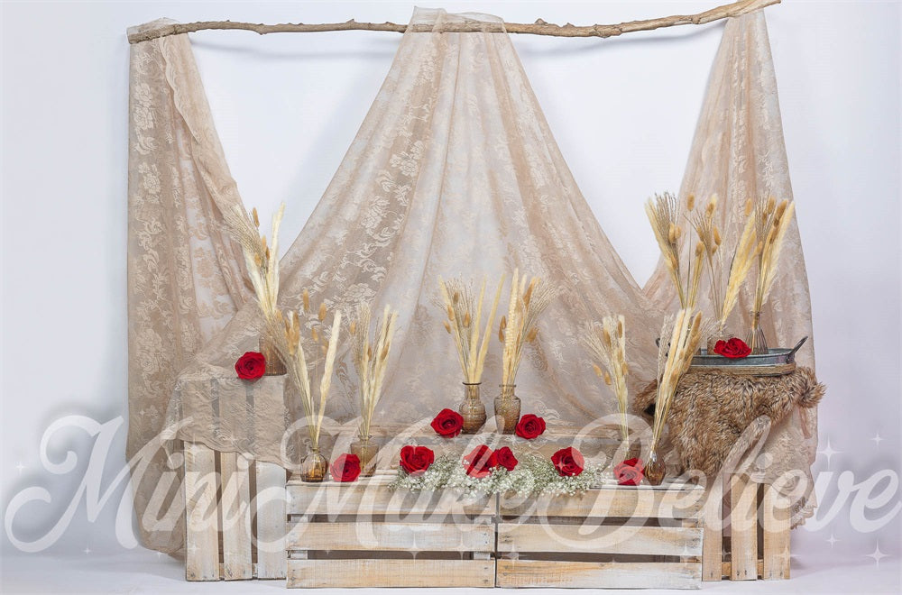 Kate Saint-Valentin Bohème Roses Toile de fond conçue par Mini MakeBelieve - Kate Backdrop FR