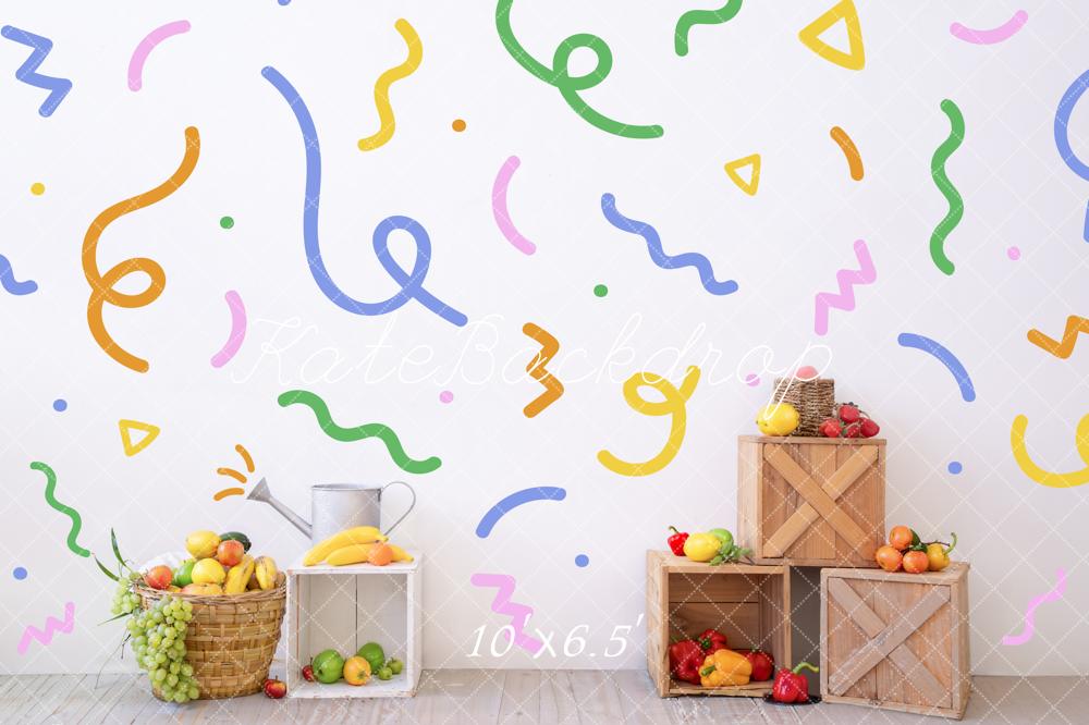 Kate Printemps Griffonnage Fête Banderoles et Confettis Toile de fond conçue par Emetselch - Kate Backdrop FR