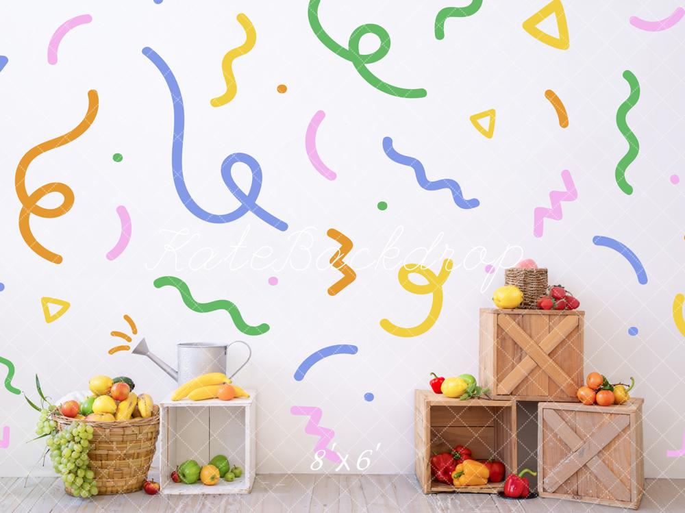 Kate Printemps Griffonnage Fête Banderoles et Confettis Toile de fond conçue par Emetselch - Kate Backdrop FR