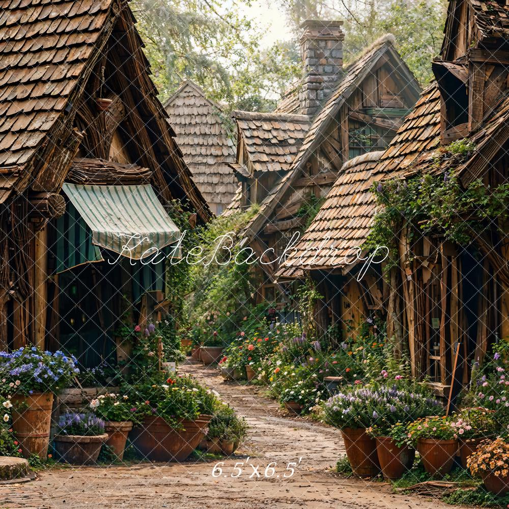 Kate Printemps Verdure Maison en bois Chemin Toile de fond conçue par Chain Photographie - Kate Backdrop FR