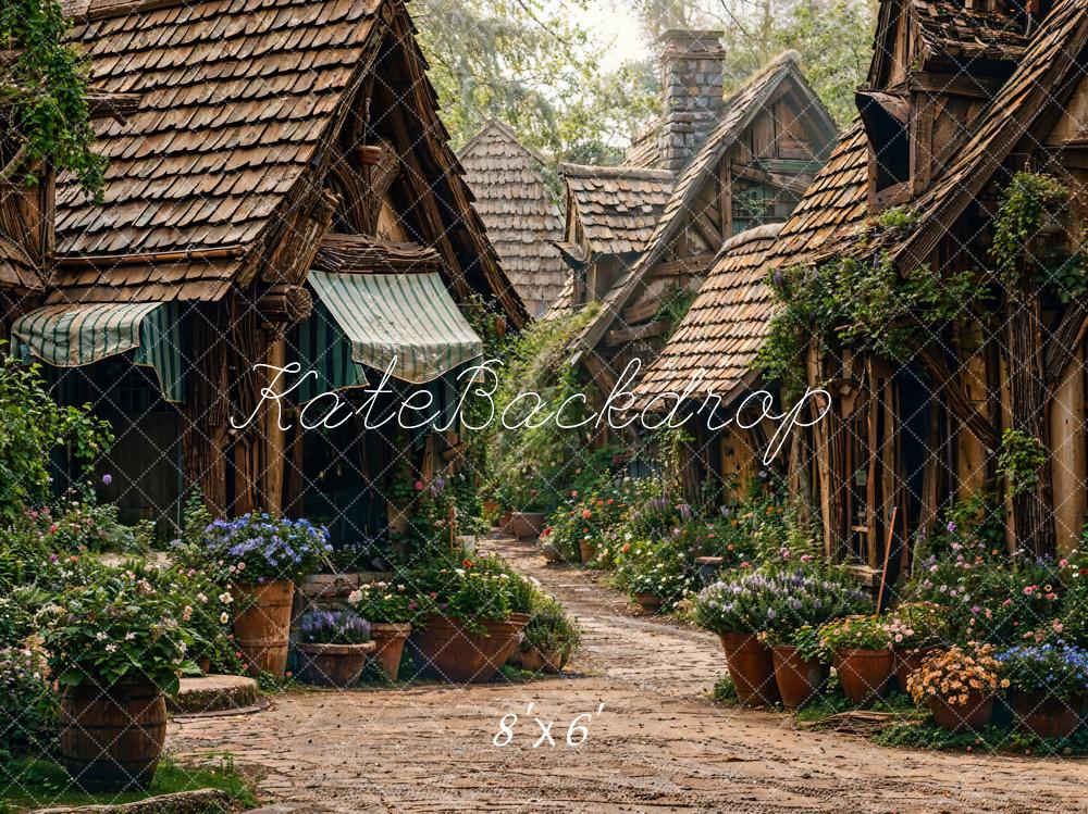 Kate Printemps Verdure Maison en bois Chemin Toile de fond conçue par Chain Photographie - Kate Backdrop FR