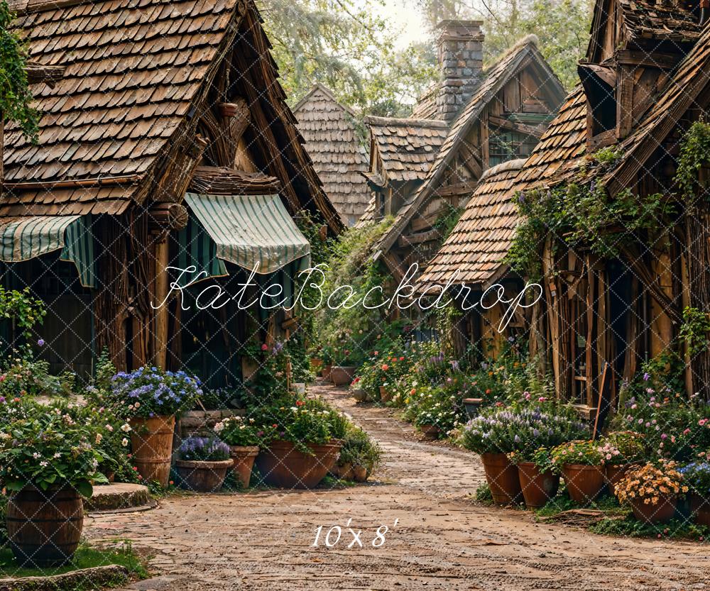 Kate Printemps Verdure Maison en bois Chemin Toile de fond conçue par Chain Photographie - Kate Backdrop FR