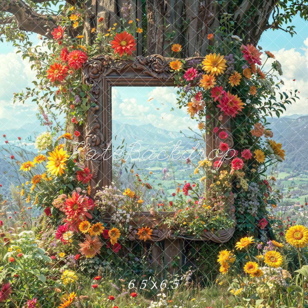 Kate Printemps Extérieur Fleurs sauvages Montagnes Toile de fond conçue par Chain Photographie - Kate Backdrop FR