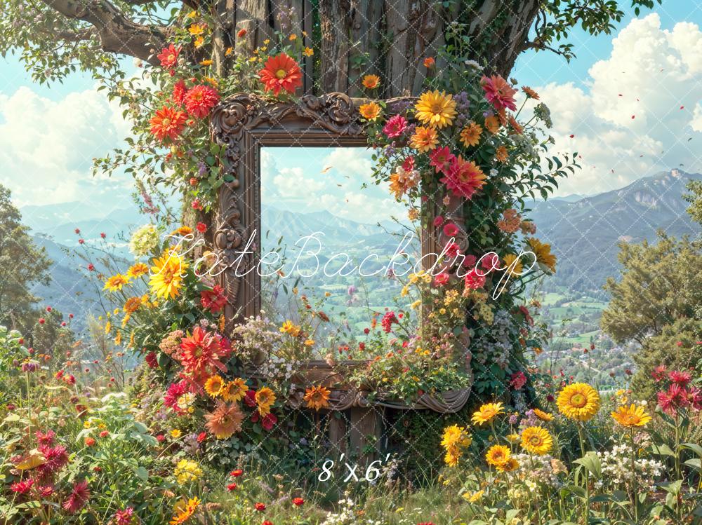 Kate Printemps Extérieur Fleurs sauvages Montagnes Toile de fond conçue par Chain Photographie - Kate Backdrop FR