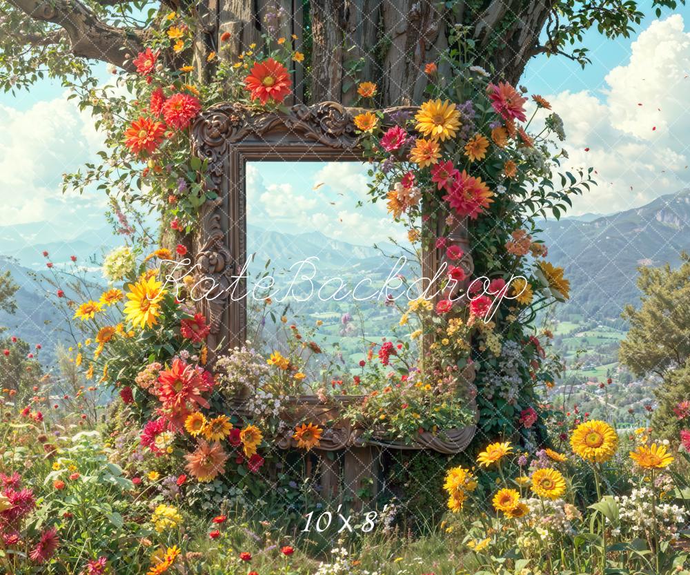 Kate Printemps Extérieur Fleurs sauvages Montagnes Toile de fond conçue par Chain Photographie - Kate Backdrop FR