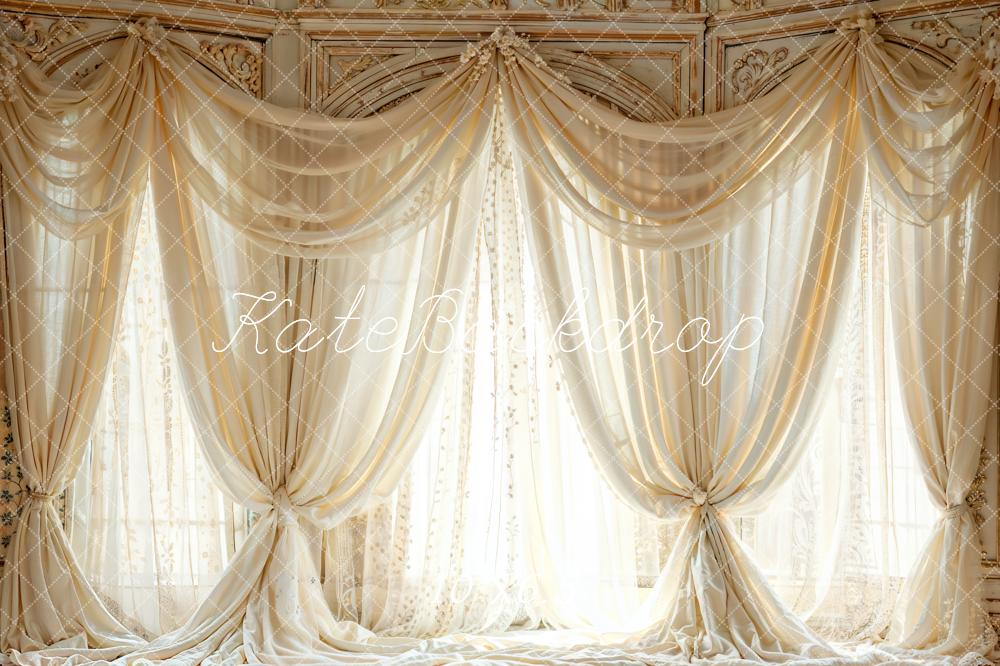 Kate Blanc Vintage Fenêtre en arc Rideaux Toile de fond conçue par Emetselch - Kate Backdrop FR