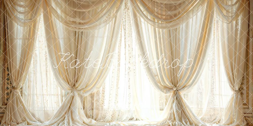 Kate Blanc Vintage Fenêtre en arc Rideaux Toile de fond conçue par Emetselch - Kate Backdrop FR