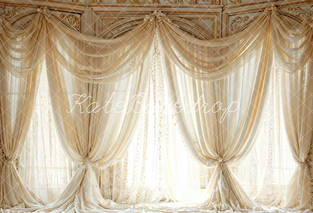 Kate Blanc Vintage Fenêtre en arc Rideaux Toile de fond conçue par Emetselch - Kate Backdrop FR