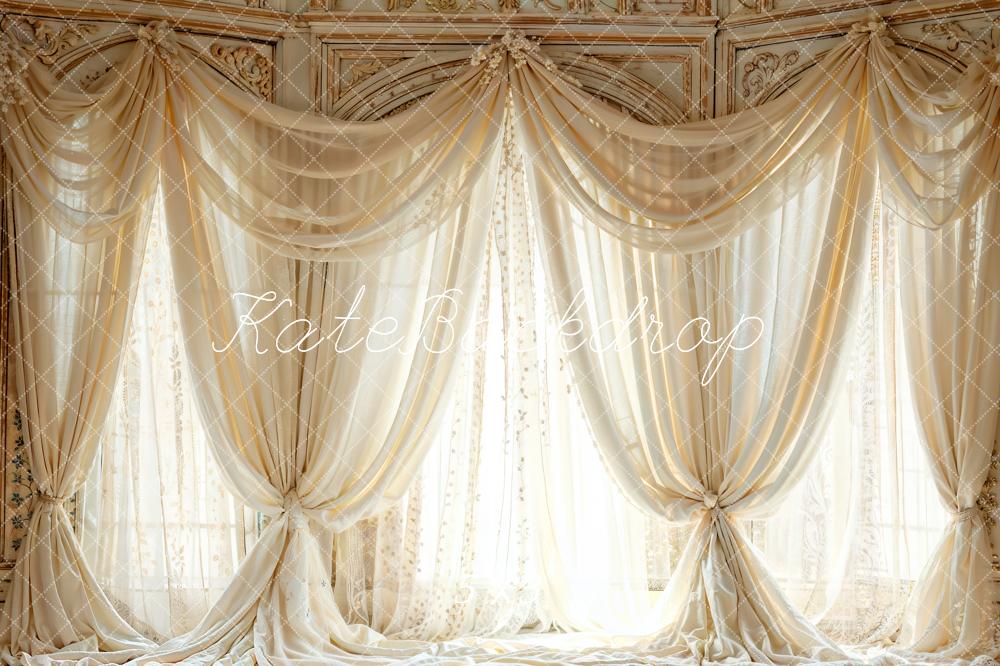 Kate Blanc Vintage Fenêtre en arc Rideaux Toile de fond conçue par Emetselch - Kate Backdrop FR