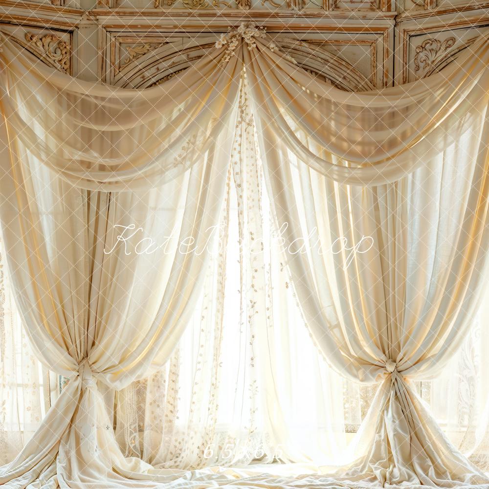 Kate Blanc Vintage Fenêtre en arc Rideaux Toile de fond conçue par Emetselch - Kate Backdrop FR