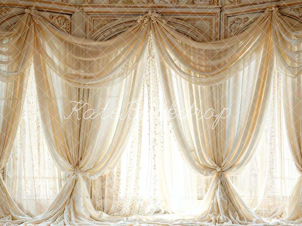 Kate Blanc Vintage Fenêtre en arc Rideaux Toile de fond conçue par Emetselch - Kate Backdrop FR