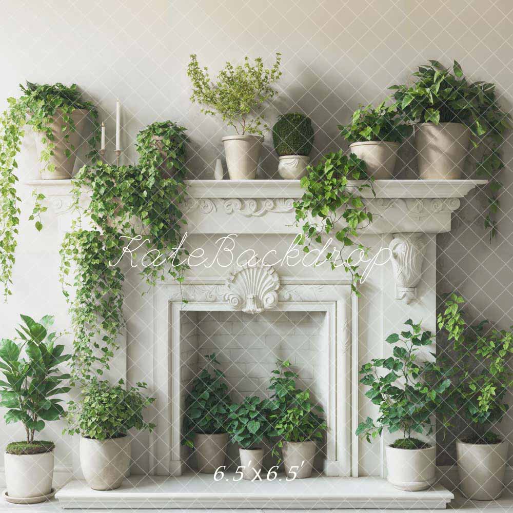 Kate Printemps Verdure Blanc Cheminée Toile de fond conçue par Emetselch - Kate Backdrop FR