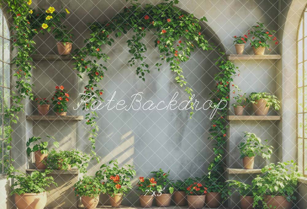 Kate Printemps Plante verte Mur en arc Chambre Toile de fond conçue par Emetselch - Kate Backdrop FR