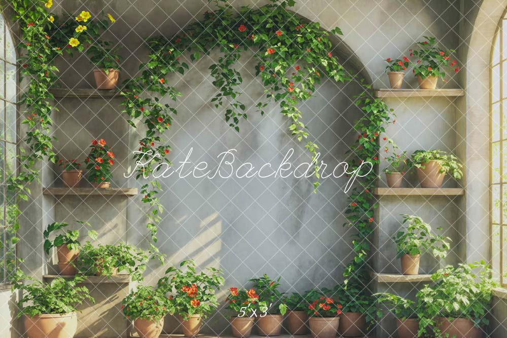 Kate Printemps Plante verte Mur en arc Chambre Toile de fond conçue par Emetselch - Kate Backdrop FR