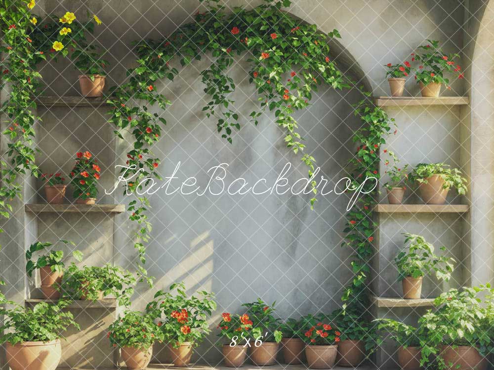 Kate Printemps Plante verte Mur en arc Chambre Toile de fond conçue par Emetselch - Kate Backdrop FR
