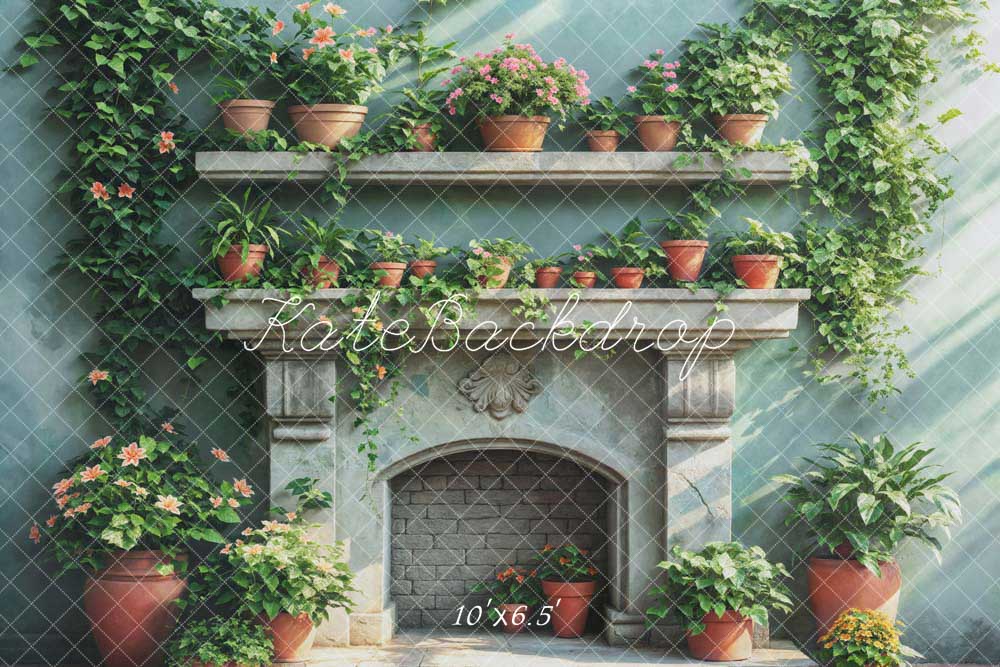 Kate Printemps Verdure Cheminée Ensoleillé Toile de fond conçue par Emetselch - Kate Backdrop FR