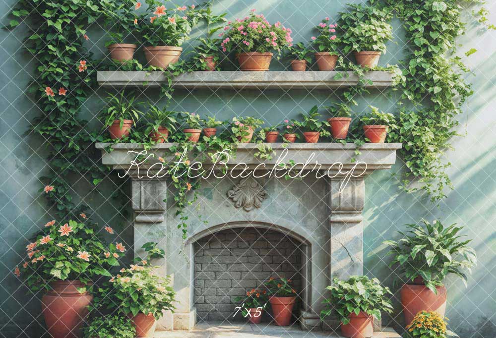 Kate Printemps Verdure Cheminée Ensoleillé Toile de fond conçue par Emetselch - Kate Backdrop FR