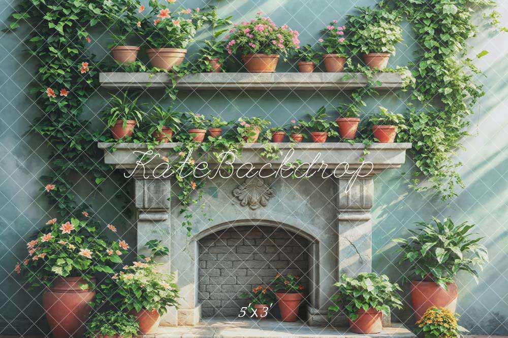Kate Printemps Verdure Cheminée Ensoleillé Toile de fond conçue par Emetselch - Kate Backdrop FR