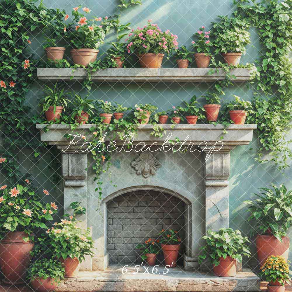 Kate Printemps Verdure Cheminée Ensoleillé Toile de fond conçue par Emetselch - Kate Backdrop FR