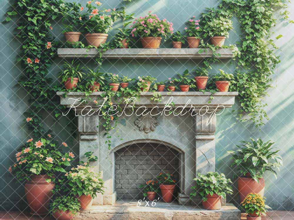 Kate Printemps Verdure Cheminée Ensoleillé Toile de fond conçue par Emetselch - Kate Backdrop FR