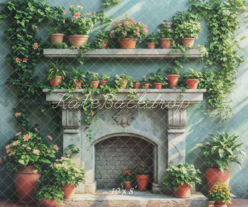 Kate Printemps Verdure Cheminée Ensoleillé Toile de fond conçue par Emetselch - Kate Backdrop FR