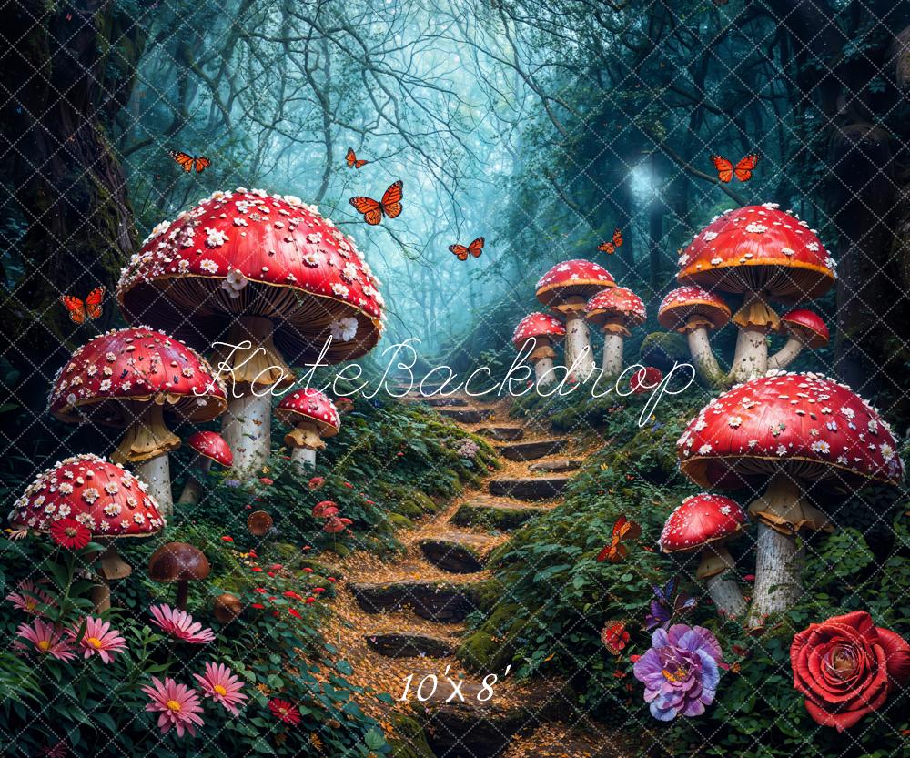 Kate Conte de fées Forêt Champignon Chemin Toile de fond conçue par Chain Photographie - Kate Backdrop FR