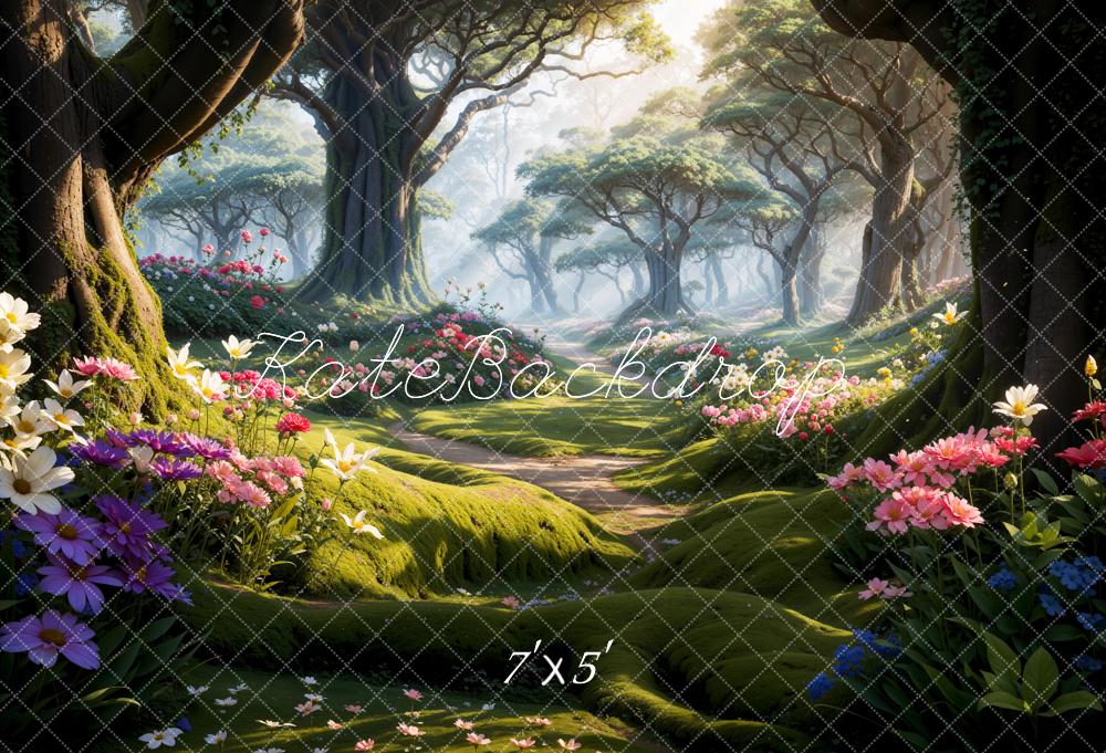 Kate Printemps Fleurs Forêt Chemin Toile de fond conçue par Chain Photographie - Kate Backdrop FR