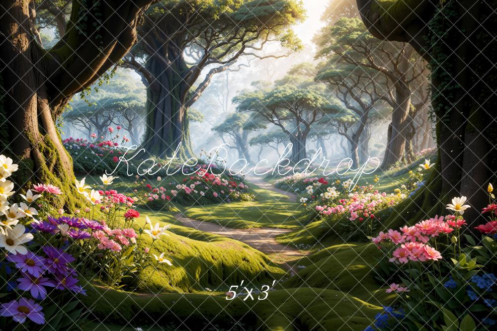 Kate Printemps Fleurs Forêt Chemin Toile de fond conçue par Chain Photographie - Kate Backdrop FR