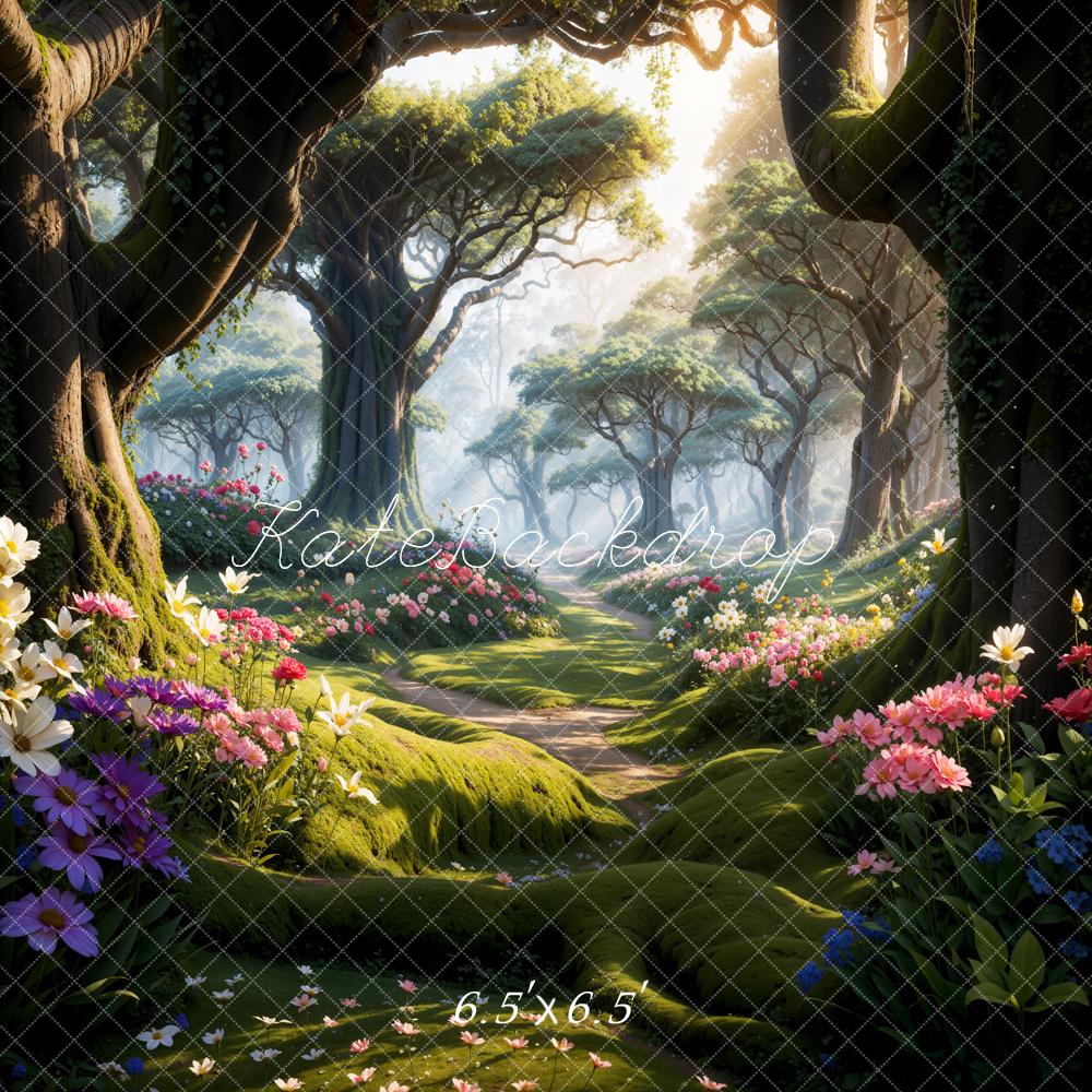 Kate Printemps Fleurs Forêt Chemin Toile de fond conçue par Chain Photographie - Kate Backdrop FR
