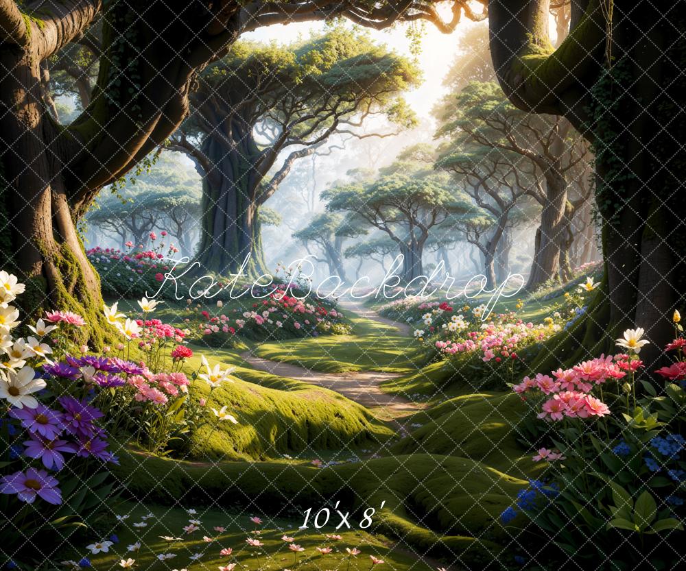 Kate Printemps Fleurs Forêt Chemin Toile de fond conçue par Chain Photographie - Kate Backdrop FR