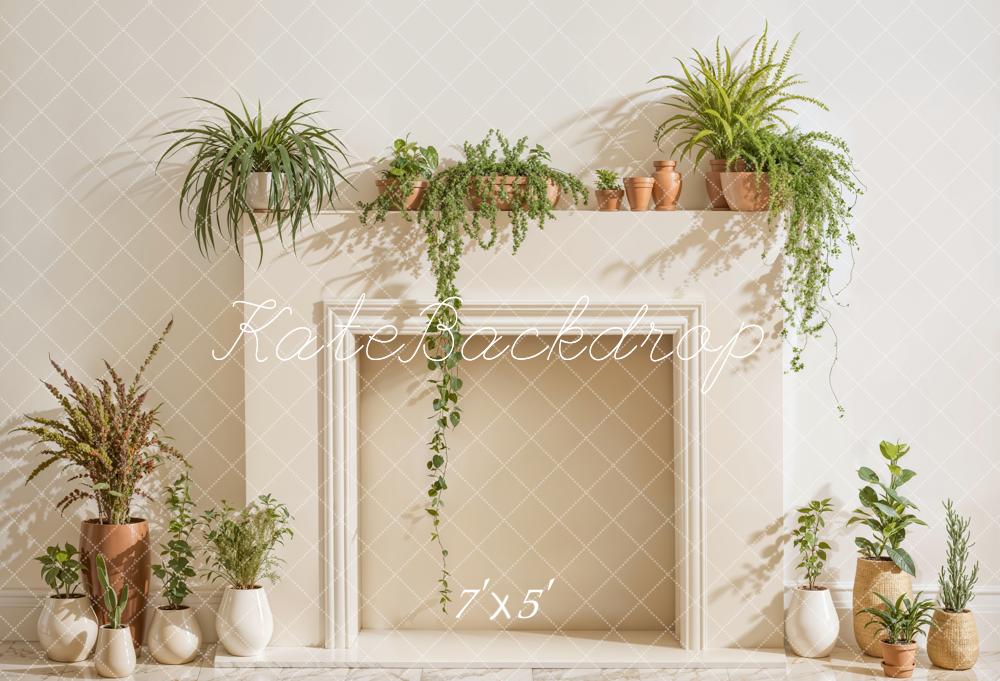 Kate Blanc Cheminée Printemps Verdure Toile de fond conçue par Emetselch - Kate Backdrop FR