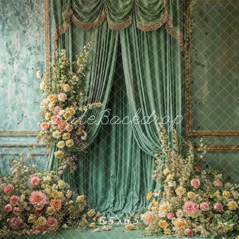 Kate Printemps Fleurs Vert Rideau Mur Toile de fond conçue par Emetselch - Kate Backdrop FR