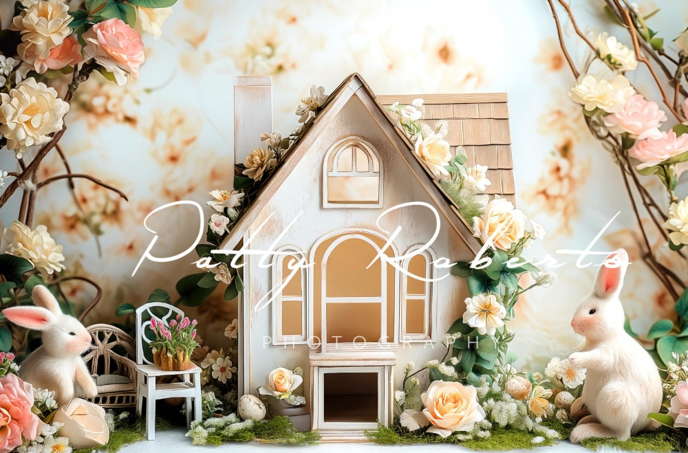 Kate Pâques Lapins Cottage Fleurs Toile de fond conçue par Patty Robert - Kate Backdrop FR