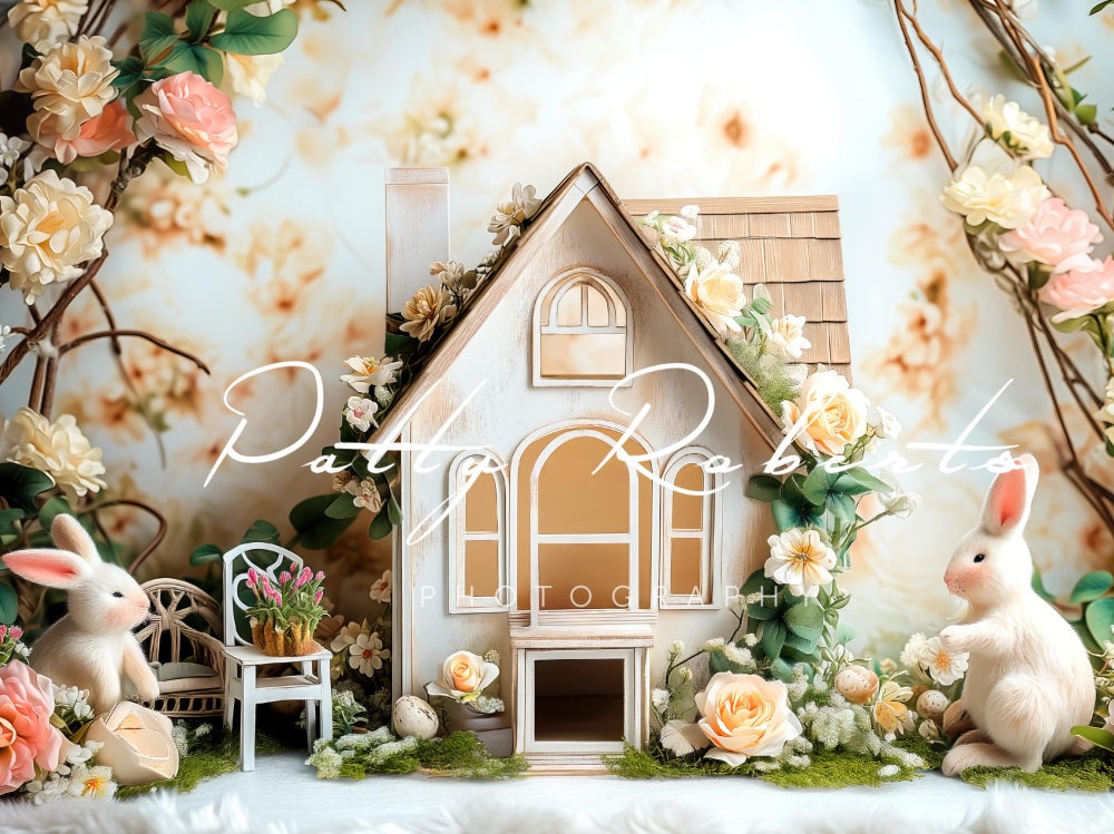 Kate Pâques Lapins Cottage Fleurs Toile de fond conçue par Patty Robert - Kate Backdrop FR