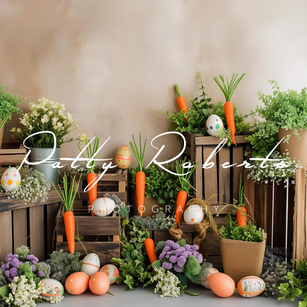 Kate Pâques Marché aux carottes Oeufs colorés Toile de fond conçue par Patty Robert