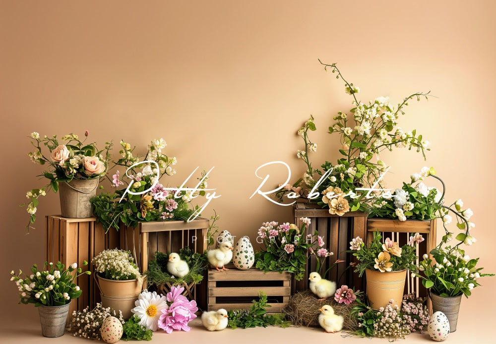 Kate Pâques Poussins et Fleurs Toile de fond conçue par Patty Robert - Kate Backdrop FR