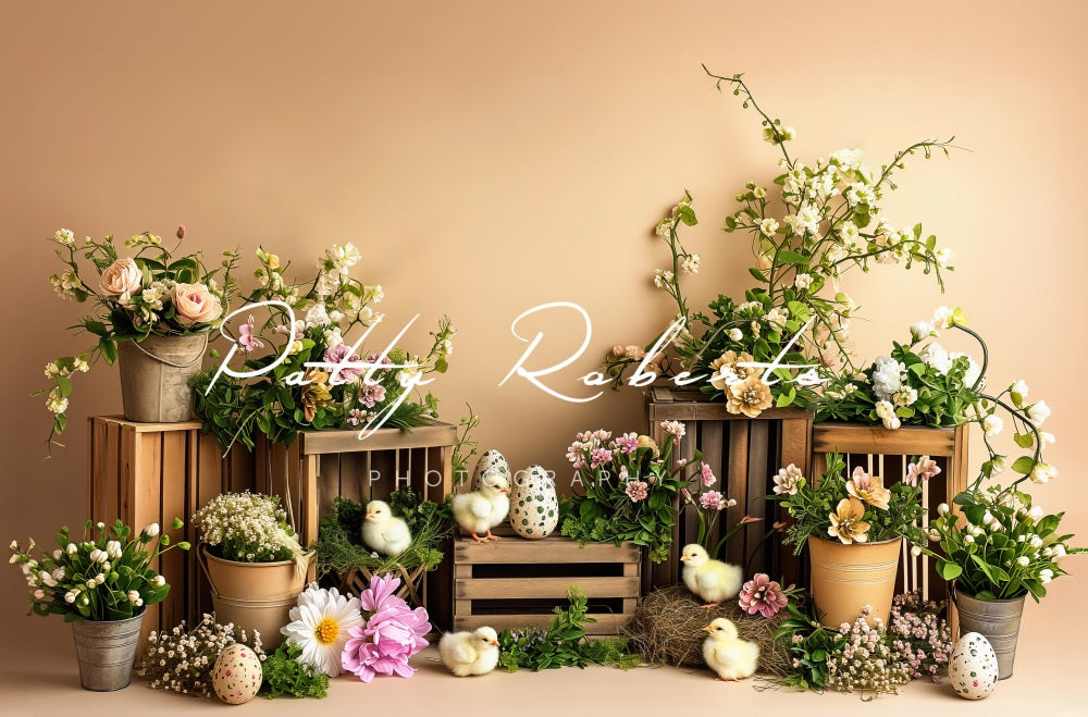 Kate Pâques Poussins et Fleurs Toile de fond conçue par Patty Robert - Kate Backdrop FR