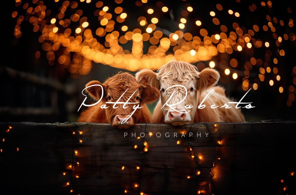 Kate Festif Bovins Highland Noir Doré Toile de fond conçue par Patty Robert - Kate Backdrop FR