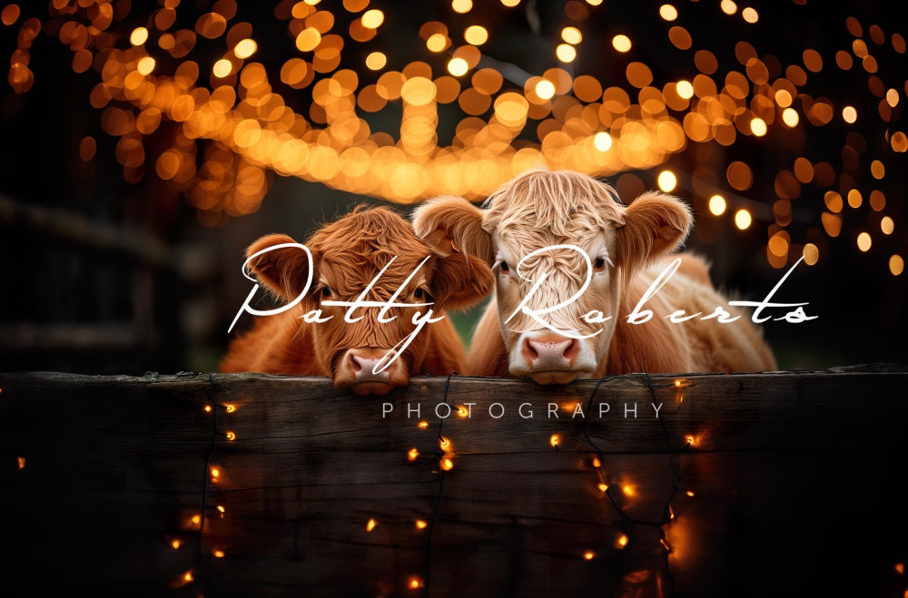 Kate Festif Bovins Highland Noir Doré Toile de fond conçue par Patty Robert - Kate Backdrop FR