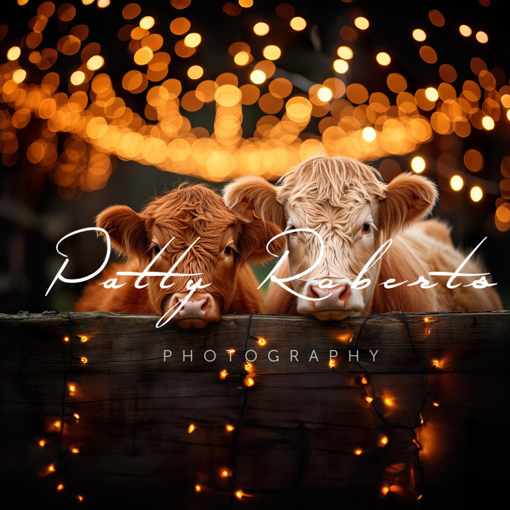 Kate Festif Bovins Highland Noir Doré Toile de fond conçue par Patty Robert - Kate Backdrop FR