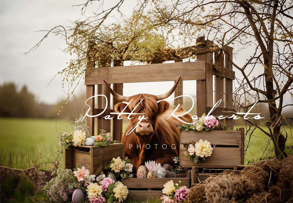 Kate Bovins Highland Extérieur Printemps Toile de fond conçue par Patty Robert - Kate Backdrop FR