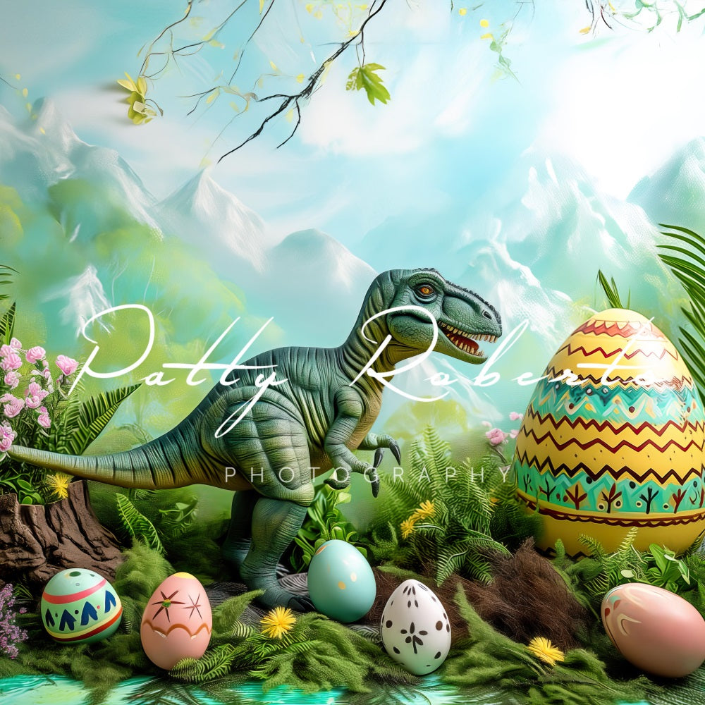 Kate Jurassique Pâques Dinosaure Toile de fond conçue par Patty Robert - Kate Backdrop FR
