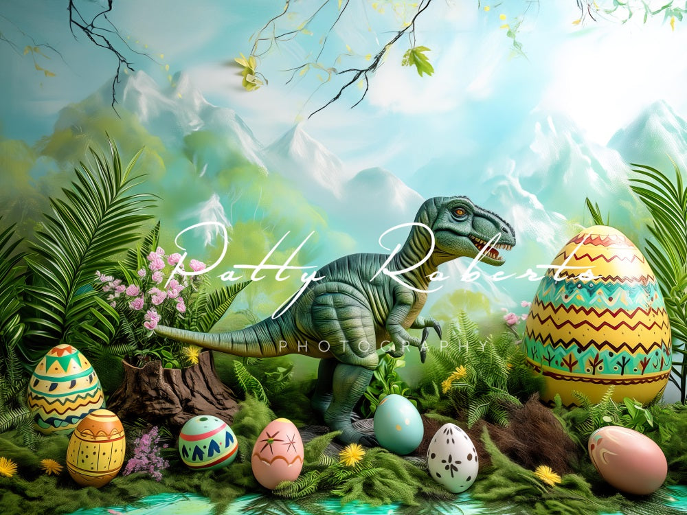 Kate Jurassique Pâques Dinosaure Toile de fond conçue par Patty Robert - Kate Backdrop FR